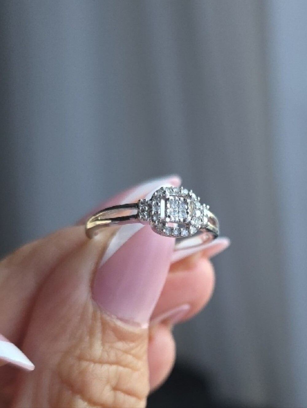 ✨ Don Roberto 10K White Gold Diamond Cushion Halo Promise Ring - Size 7 - Picture 3 of 10